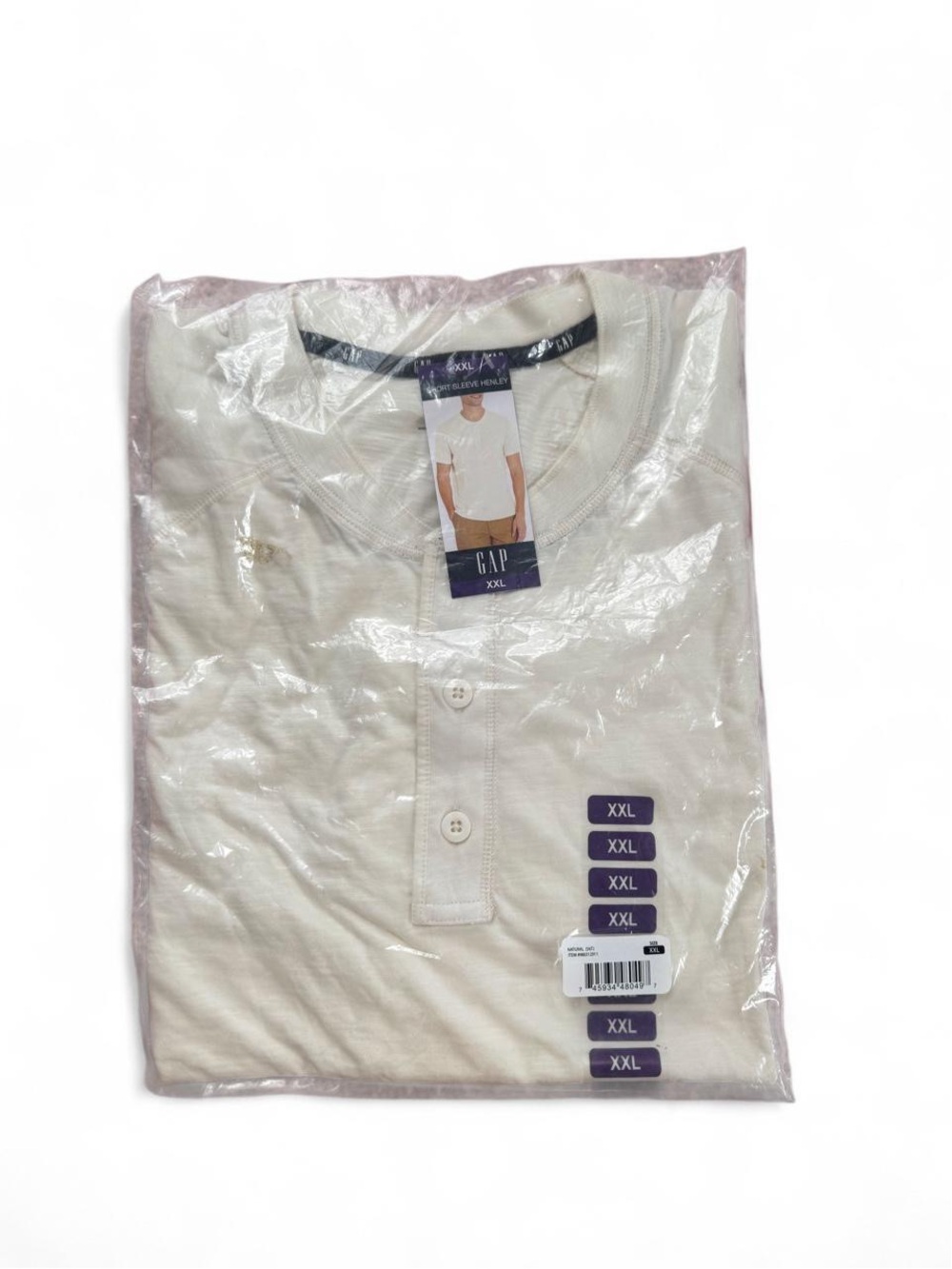 GAP Men’s Cream Short Sleeve Henley Tee - XXL